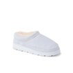 Noa Slipper white suede lounge boot facing right with whipstitch detailing and cushioned sole