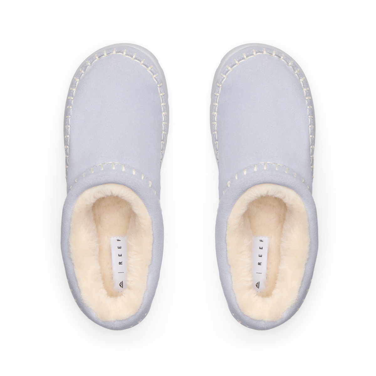 Noa Slipper lounge boots facing upward with plush lining and whipstitch suede detailing