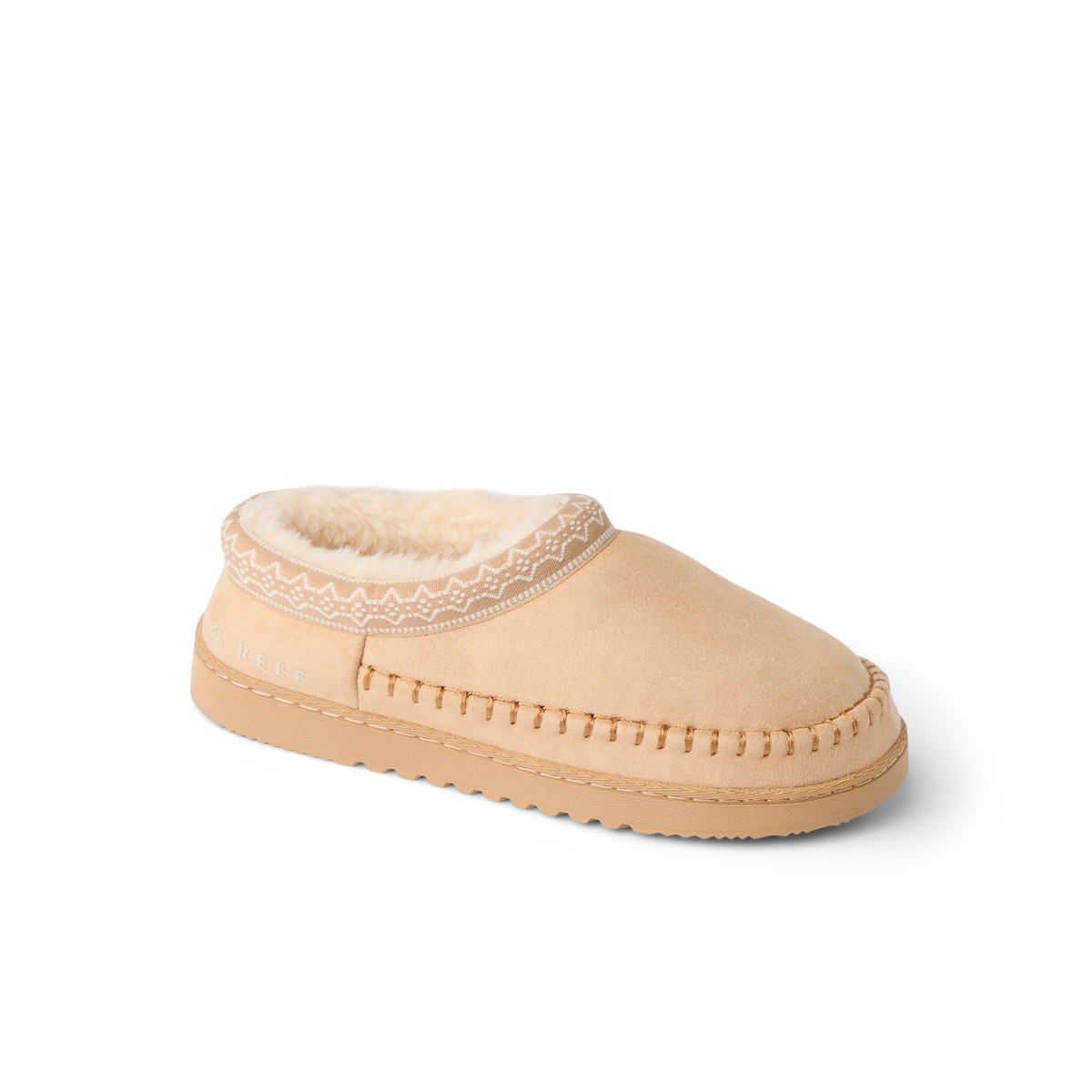 Indie Slipper tan slipper facing right with soft lining and cushioned sole for everyday comfort