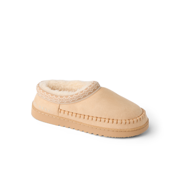 Indie Slipper tan slipper facing right with soft lining and cushioned sole for everyday comfort