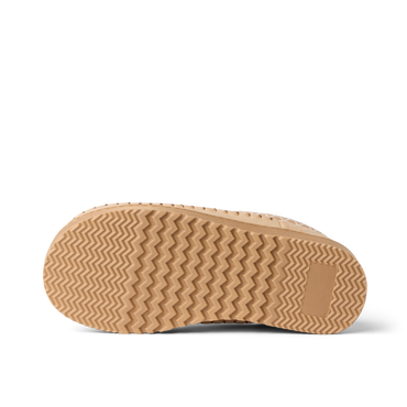 Indie Slipper outsole viewed from below with toe facing left and zigzag traction tread