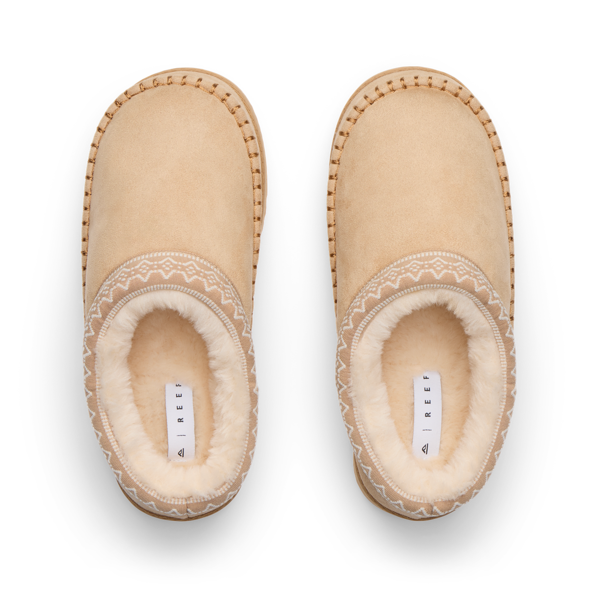 Indie Slipper pair viewed from above with toes facing upward and plush lined footbeds