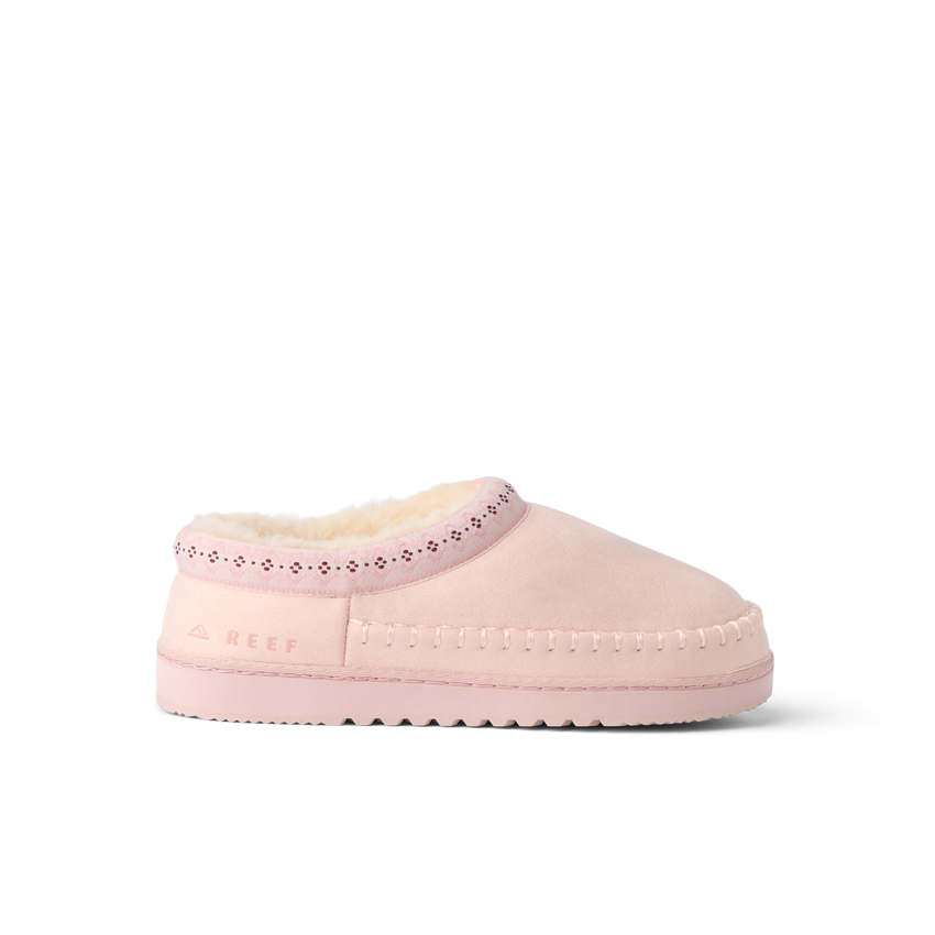 Indie Slipper, right-facing pink slipper with soft lining and cushioned lightweight sole
