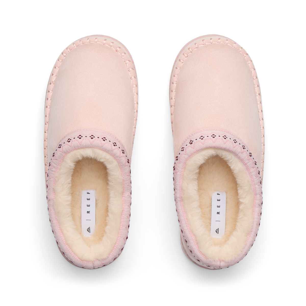Indie Slipper pair viewed from above with toes facing upward and soft fleece lining for everyday comfort