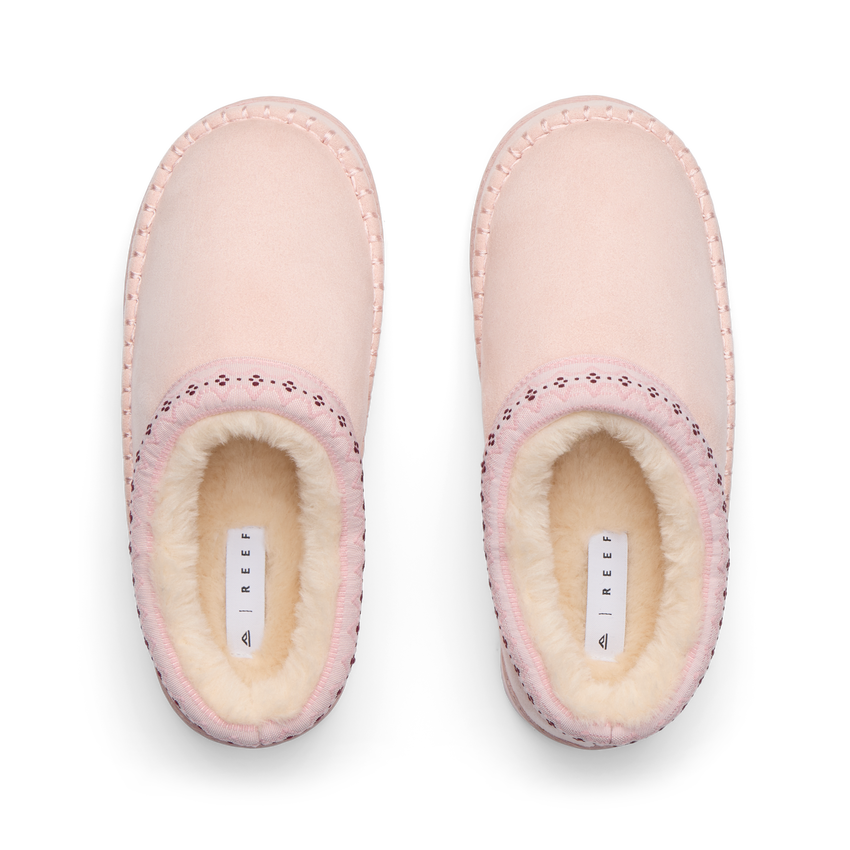 Indie Slipper pair viewed from above with toes facing upward and soft fleece lining for everyday comfort