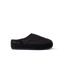 REEF Willa Slipper in black facing right with quilted upper and cushioned sole