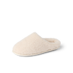 Daydream Slipper in cream faux shearling, toe facing left, showing the full cozy mule shape