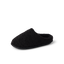 Daydream Slipper black faux shearling mule facing left with a cozy open heel and cushioned sole