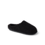 Daydream Slipper in black faux shearling shown facing right for cozy everyday comfort