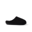Daydream Slipper black faux shearling mule facing right for cozy everyday comfort