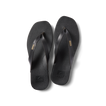 Vista Lune black flip flops top view, showing front straps with anatomical arch support, water-friendly comfort design.
