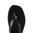 Vista Lune black women's flip flop facing forward, close-up on top view of cushioned, water-friendly footbed and straps.