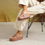 Cali Laguna brown platform sandals facing left, shown on feet with cushioned footbeds and arch support