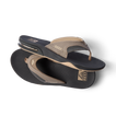 Pair of Fanning men's sandals facing right showing side and bottom, with anatomical arch support and cushioning.