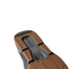 Fanning + Slide sandal sole facing up, brown textured tread with black accents, showcasing oversized airbag heel cushioning.