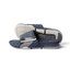 Fanning + Slide sandals facing left with navy and grey water-friendly straps, cushioned footbed, and oversized airbag heel for comfort