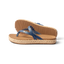 Vista Carmen women’s sandal side view facing left with navy straps, cushioned footbed, and textured sole for beach comfort.