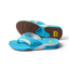 Pair of men’s Fanning sandals in aquamarine, front facing with visible soft-rebound cushioning and arch support soles.