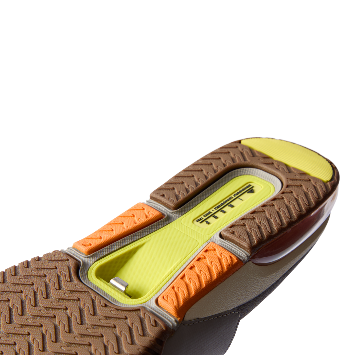 Close-up of the sole front facing of the Fanning + Slide showing durable traction with water-friendly materials and arch support.