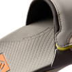 Close-up of the footbed and strap of the grey Fanning + Slide facing left, showcasing anatomical arch support and cushioning.