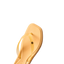 Close-up of the front upper and square toe of a yellow Solaye flip-flop, water-friendly and comfort-focused footwear.