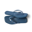 Solaye women's navy blue flip flops top and side view, surf-inspired comfort with cushioned arch support.