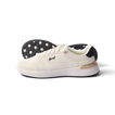 Side view of Shoreline Palisades sneaker in white with black heel, showing sole pattern and arch support design