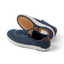 Pair of Laguna sneakers in navy with breathable mesh and rubber sole, left shoe facing left, right shoe showing sole details