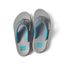 Top view of Cruiser men's grey and aqua flip flops with anatomical arch support and soft cushioning for beach comfort