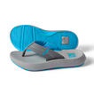 Cruiser men's flip flops in charcoal and aqua, right side facing, showing sole and cushioned footbed with arch support.