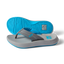 Cruiser men's flip flops in charcoal and aqua, right side facing, showing sole and cushioned footbed with arch support.