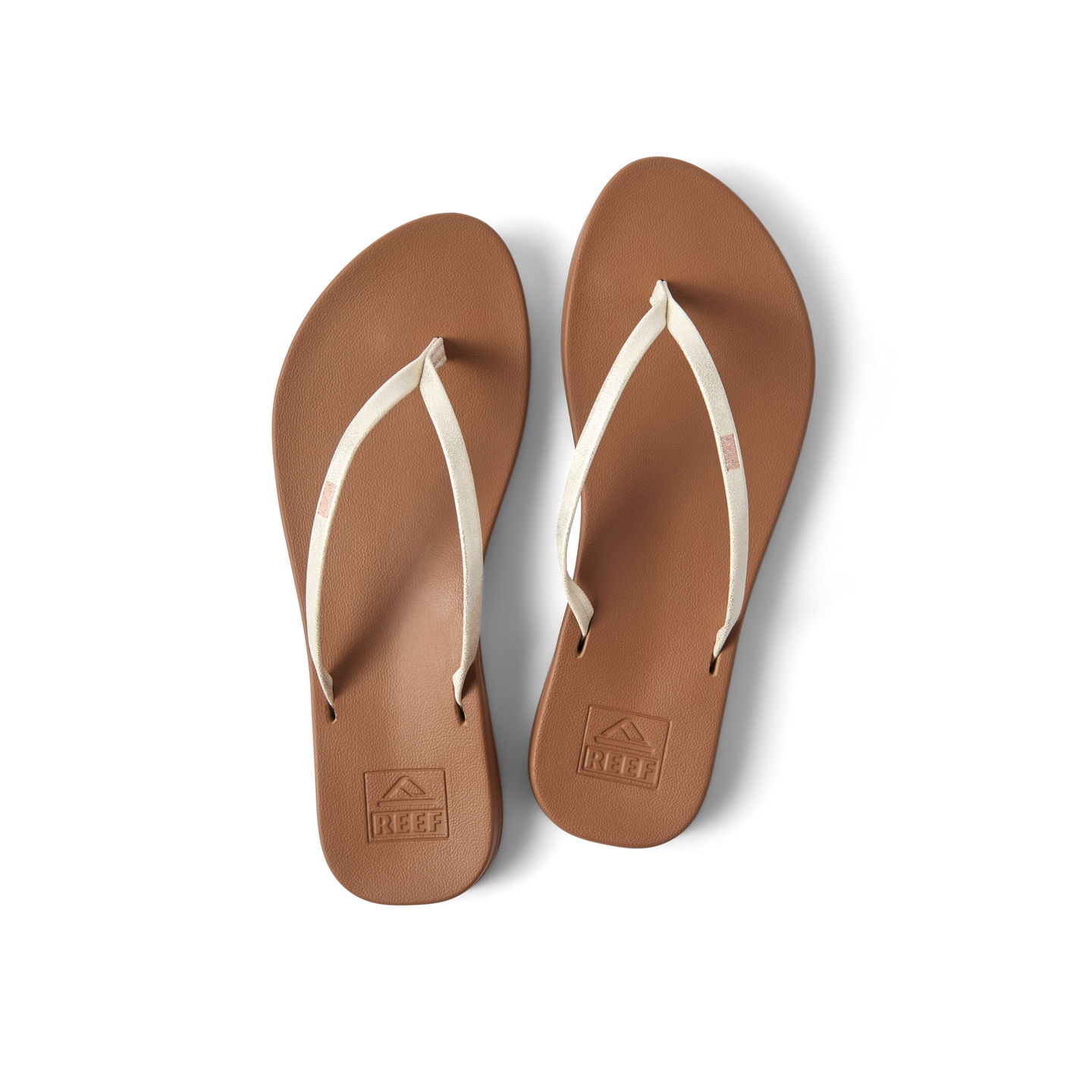 Top view of Cushion Slim women's sandals in champagne with soft-rebound cushioning and anatomical arch support.