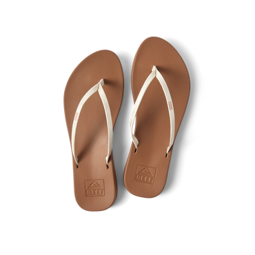 Top view of Cushion Slim women's sandals in champagne with soft-rebound cushioning and anatomical arch support.