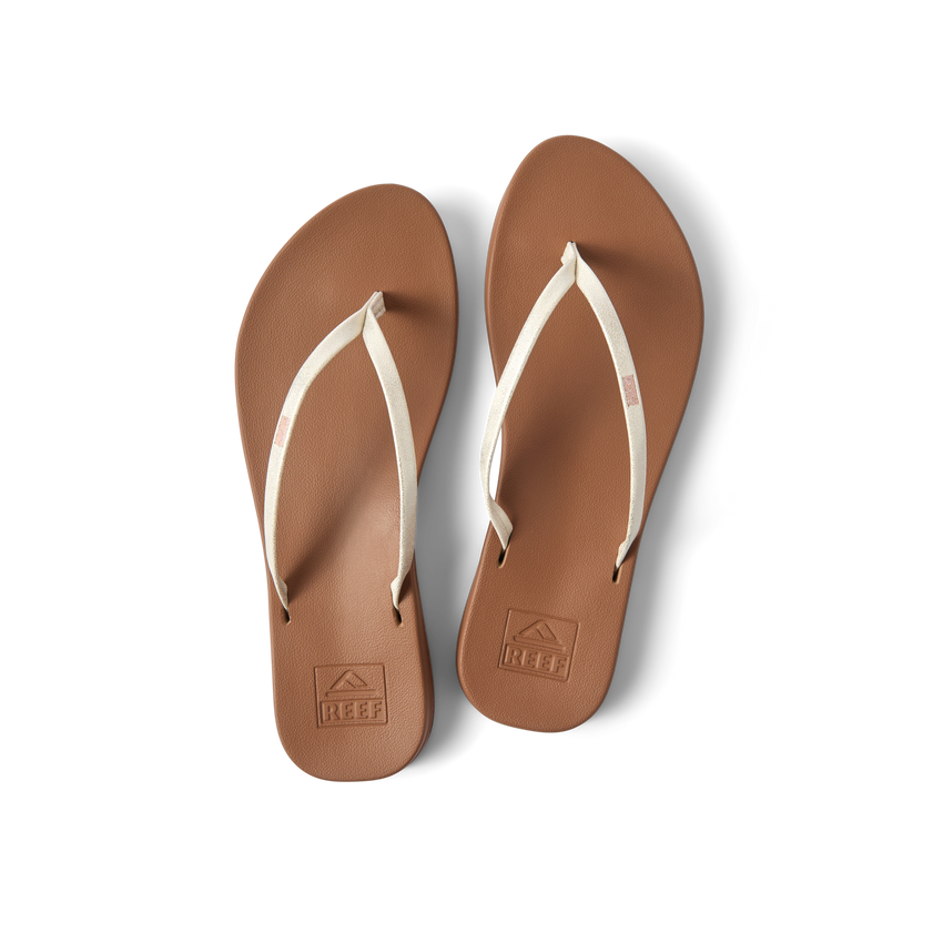 Top view of Cushion Slim women's sandals in champagne with soft-rebound cushioning and anatomical arch support.