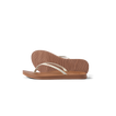 Cushion Slim women's flip flops facing right, side and sole view, featuring surf-inspired cushioning and arch support.