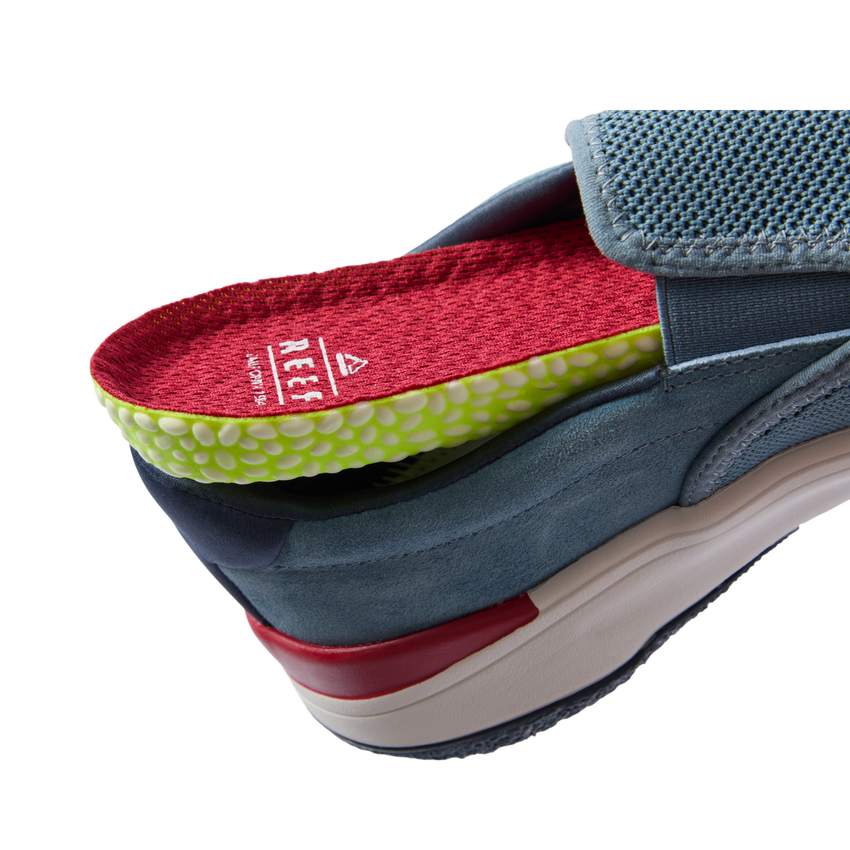 Del Mar Slip On close up showing left facing heel and cushioned footbed with arch support