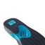 REEF Fanning flip flop outsole facing viewer, toe pointing upper left, close-up of textured tread and arch support