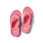 Fanning pink suede sandals top view showing straps and footbeds facing upward, designed for women’s beach comfort.