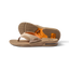 Fanning men's tan flip flop sandals showing top and bottom, facing right, with arch support and soft cushioning for comfort.
