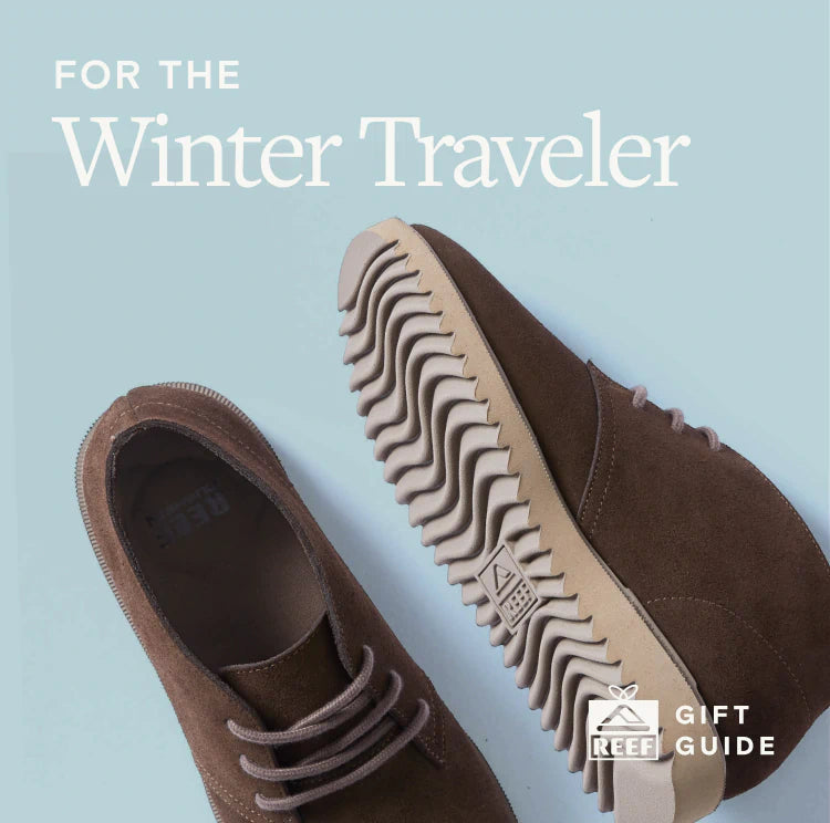Text says " For the winter traveler", image of men's boots