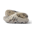 Glider water friendly clogs facing left, close-up of perforated toe, cushioned footbed, and textured outsole