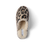 Iryss Slipper leopard print house slipper viewed from above with toe facing upward and plush lining