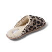 Iryss Slipper leopard print house slipper facing lower left with plush faux fur lining and cushioned footbed