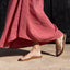 Side view of Cushion Slim women's sandal on foot, showing soft-rebound cushioning and anatomical arch support in a beach-inspired design.