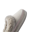 Mikayla grey shoe close up with plush faux fur collar and toe facing right