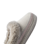 Mikayla grey shoe close up with plush faux fur collar and toe facing right