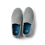 Top-down view of grey Neptune Slip-On shoes for men with mesh upper, blue cushioned insoles, and anatomical arch support.