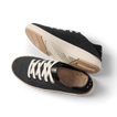 Neptune 2 black sneakers angled left, showing the lace up upper and textured outsole with cushioned comfort and arch support
