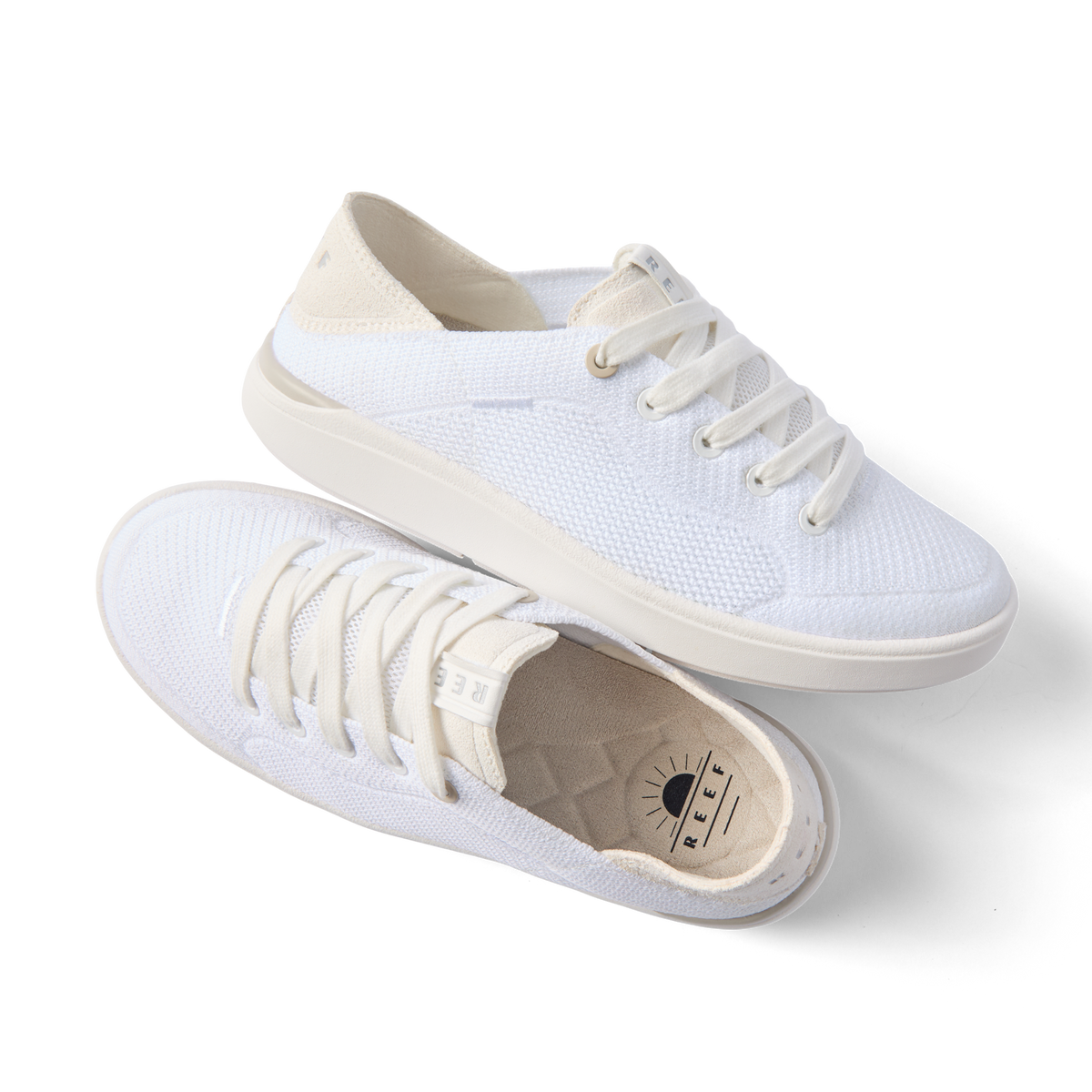 Neptune 2 white sneakers facing right with cushioned comfort and anatomical arch support
