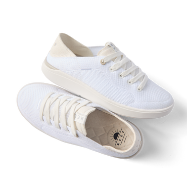 Neptune 2 white sneakers facing right with cushioned comfort and anatomical arch support